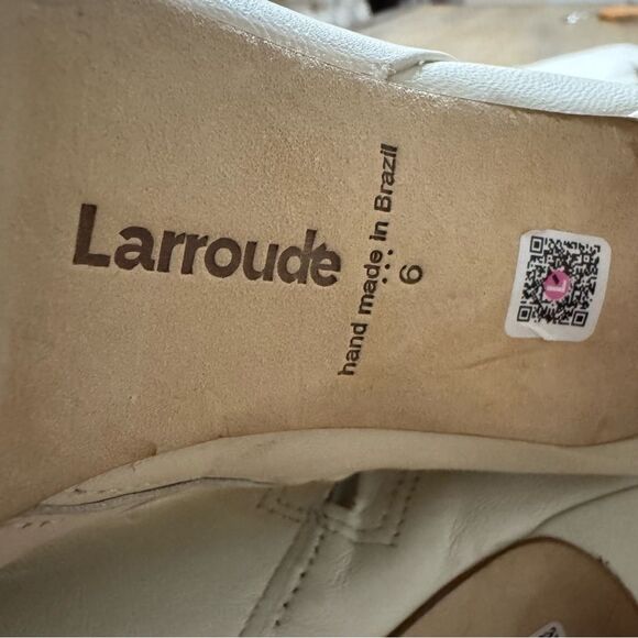 Larroude Kate Over The Knee Point Toe Boot Ivory Leather Stiletto Size 6 - Picture 10 of 17